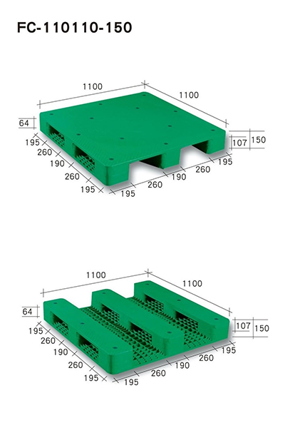 FC-110110-150四叉口川字型塑膠棧板